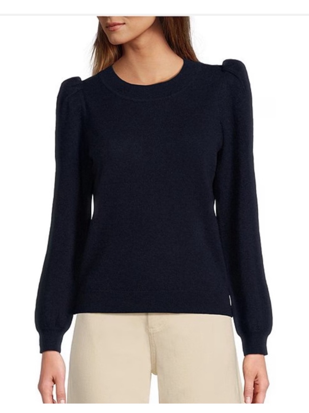 NWT! Cashmere! ANTONIOr MELANI Lisa Puff Sleeve Crewneck cashmere Sweater